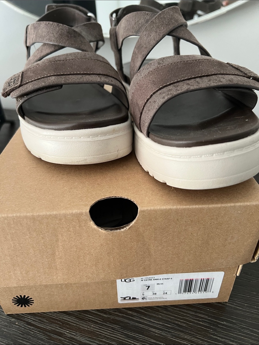 UGG Women’s Brown Suede Strappy Platform Sandals